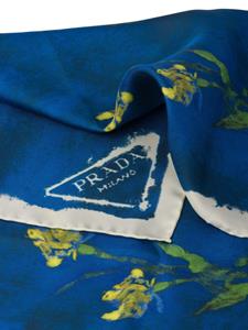 Prada Sjaal met bloemenprint - Blauw