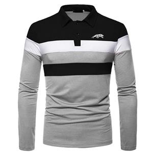 Haodingfushi Spring Autumn Men Long Sleeve Slim Fit Polo Shirt , Men Print Business Golf Polo Shirt .