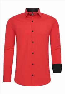 Rusty Neal Heren Overhemd Rood |  | Slim fit | Italian-Style.nl, 