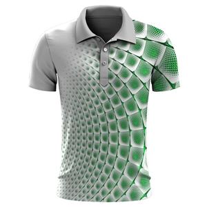 Haodingfushi Mannen Nieuwe Mode 3D Print Lattice Polo Shirt, Mannen Sport Tops Polo Shirt, Zomer Korte Mouw Hip Hop Polo Shirt.