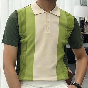 Phoca largha New Summer Men's Striped POLO Shirt Breathable Comfortable Short Sleeve T-Shirt