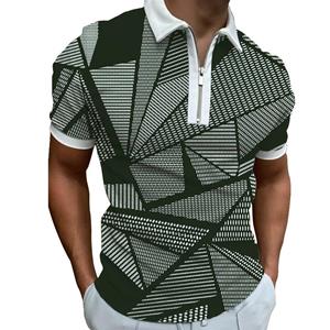 Phoca largha New Men's Printed Zipper POLO Shirt Breathable Loose Short Sleeve T-shirt Men's Top