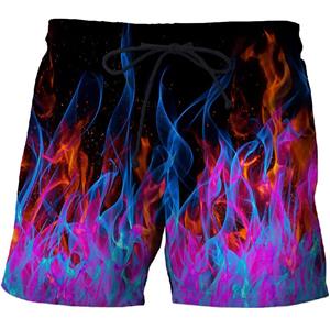 ETST WENDY 005 men Flame Graphic Beach Pants 3D printed quick-drying shorts Mens shorts Casual sports pants Bermuda shorts Swimming trunks
