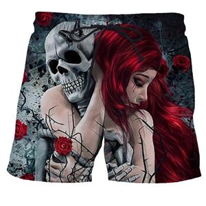 ETST WENDY 005 Summer Shorts Men Five-Point Boardshorts Breathable Male Casual Shorts Comfortable skull with headphones 3D print short homme