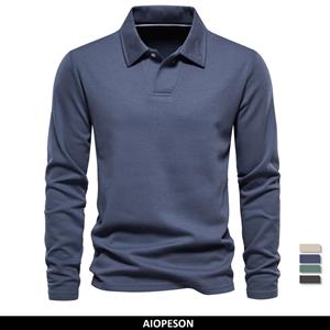 AIOPESON Men Fashion AIOPESON Embroidery Polo Shirt for Men Fashion Neck Turn Down Collar Mens Casual Social Polo Shirts Luxury Golf Shirt