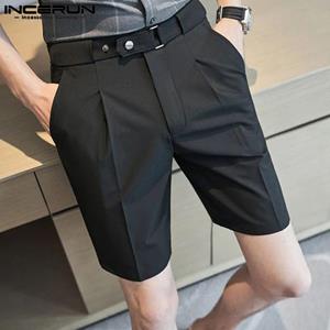 INCERUN Men's Summer Solid Color Short Pants Classic Casual Shorts