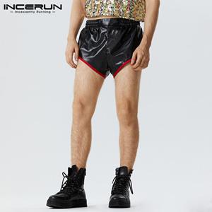 INCERUN Men Leather Shorts Summer Short Pants