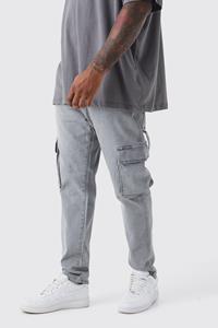 Boohoo Plus Stretch Utility Cargo Skinny Jeans, Mid Grey