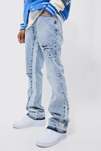 Boohoo Versleten Flared Slim Fit Jeans Met Panelen, Ice Blue