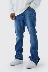 Boohoo Onbewerkte Flared Slim Fit Jeans Met Drukknoopjes, Antique Blue