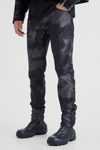 Boohoo Onbewerkte Gebleekte Slim Fit Jeans Met Gusset Detail, True Black