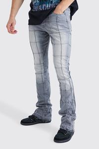 Boohoo Tall Onbewerkte Flared Slim Fit Jeans Met Panelen En Gusset, Mid Grey