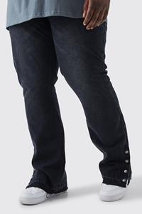 Boohoo Plus Onbewerkte Flared Slim Fit Jeans Met Drukknoopjes, Washed Black