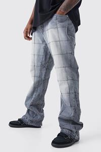 Boohoo Plus Onbewerkte Flared Slim Fit Jeans Met Panelen En Gusset, Mid Grey