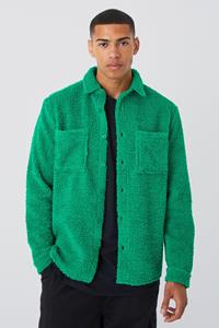 Boohoo Nepwollen Utility Overhemd Met Patches En Zakken, Green