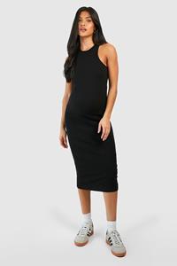 Boohoo Maternity Basic Racer Neck Midi Dress, Black