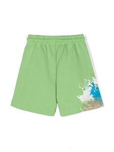 MSGM Kids Shorts met verfspatten - Groen