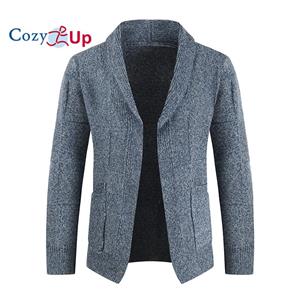 Cozy Up Mens Shawl Neck Cardigan Sweater Cable Knit Closure with Pockets Jacket Outerwear