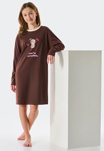 Schiesser Slaapshirt lange mouwen biologisch katoen hond bruin - Teens Nightwear 