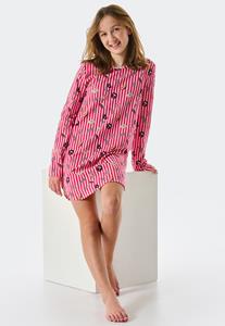 Schiesser Slaapshirt lange mouwen biologisch katoen gestreept donuts roze - Teens Nightwear 
