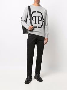 Philipp Plein Sweater met logoprint - Grijs