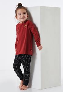 Schiesser Pyjama lang manchetten metalliceffect hart sterren bordeaux - Family 