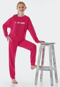 Schiesser Pyjama lang Sweatware Organic Cotton manchetten donut roze - Teens Nightwear 