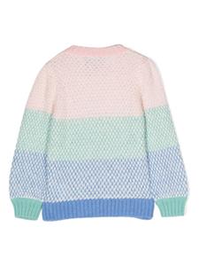 Emporio Armani Kids colour-block pillar-stitch knit jumper - Roze