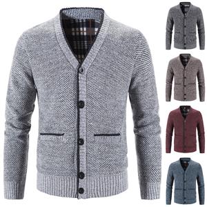 Free birds Cardigan Sweaters For Men Casual Shawl Long Sleeve Plush Thickening V-neck Knited Sweaters