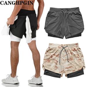 CANGHPGIN Men's Running Shorts Sports Leisure Outdoor Loose Multi-pocket Double-layer Fitness Pants Plus Size M-XXXL