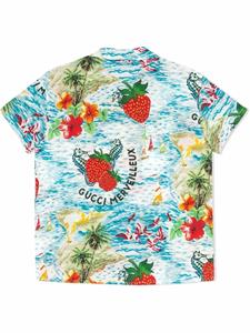 Gucci Kids Shirt met aardbeiprint - Blauw