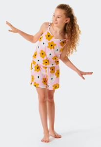 Schiesser Jumpsuit kort biologisch katoen V-hals bloemen roze - Happy Summer 