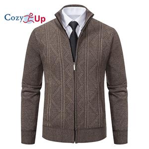 Cozy  Up Cozy Up Men's Full Zip Cardigan Sweater Slim Fit Cable Knitted Zip Up Sweater with Pockets
