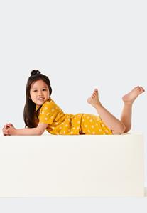 Schiesser Pyjama kort knoopsluiting biologisch katoen madeliefjes geel - Natural Love 