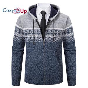 Cozy  Up Cozy Up Men's Full Zip Knitted Cardigan Sweater Cable Knit Sweater with Pocket
