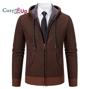 Cozy  Up Cozy Up Men's Irish Cable Knitted Zip Hooded Cardigan