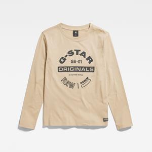 G-Star RAW Kids Long Sleeve T-Shirt Originals Graphic - Beige - jongens