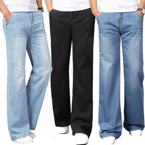 LFSZY121 Men's Mid Waist Flared Jeans Boot Cut Leg Flared Loose Fit High Waist Male Designer Classic Denim Jeans