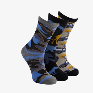 Scapino 3 paar middellange kinder sokken blauw/grijs