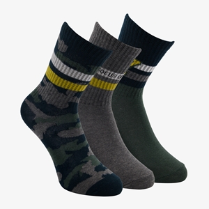 Scapino 3 paar middellange kinder sokken groen/grijs