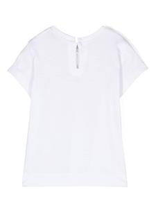 Monnalisa T-shirtjurk met bloemenpatch - Wit