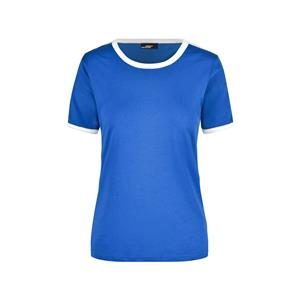 James & Nicholson Basic ringer shirt blauw met witte strepen voor dames