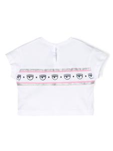 Chiara Ferragni Kids T-shirt met logostreep - Wit