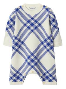 Burberry Kids checked ribbed-knit babygrow set - Wit