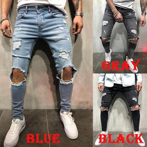 Little red horse Men's Jeans New Ripped Slim-Fitting Men's Clothing Trousers Men's Clothing Skinny