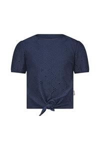 B.Nosy Meisjes t-shirt met knoop - Navy blauw
