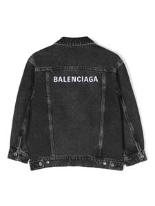 Balenciaga Kids Spijkerjack met geborduurd logo - Zwart
