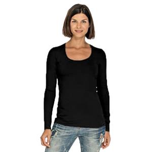 Lemon & Soda Bodyfit dames shirt lange mouwen/longsleeve navy blauw (44) -