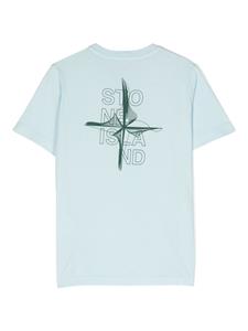 Stone Island Junior T-shirt met Compass-logopatch - Blauw