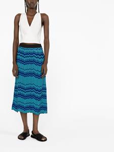 Wales Bonner Midi-rok met zigzag patroon - Blauw